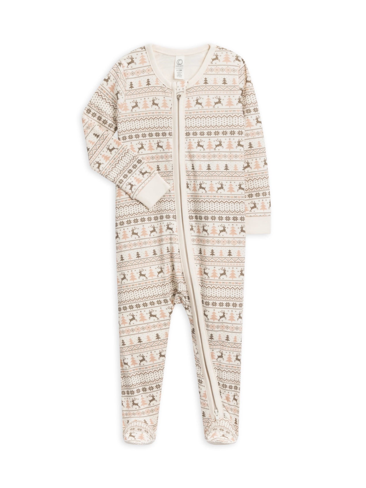 Baby Peyton Footed Sleeper - Fairisle / Fawn