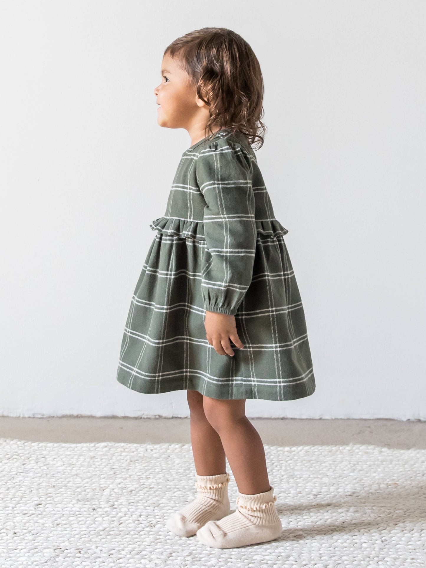 Toddler Sydney Flannel Ruffle Dress - Cypress Plaid