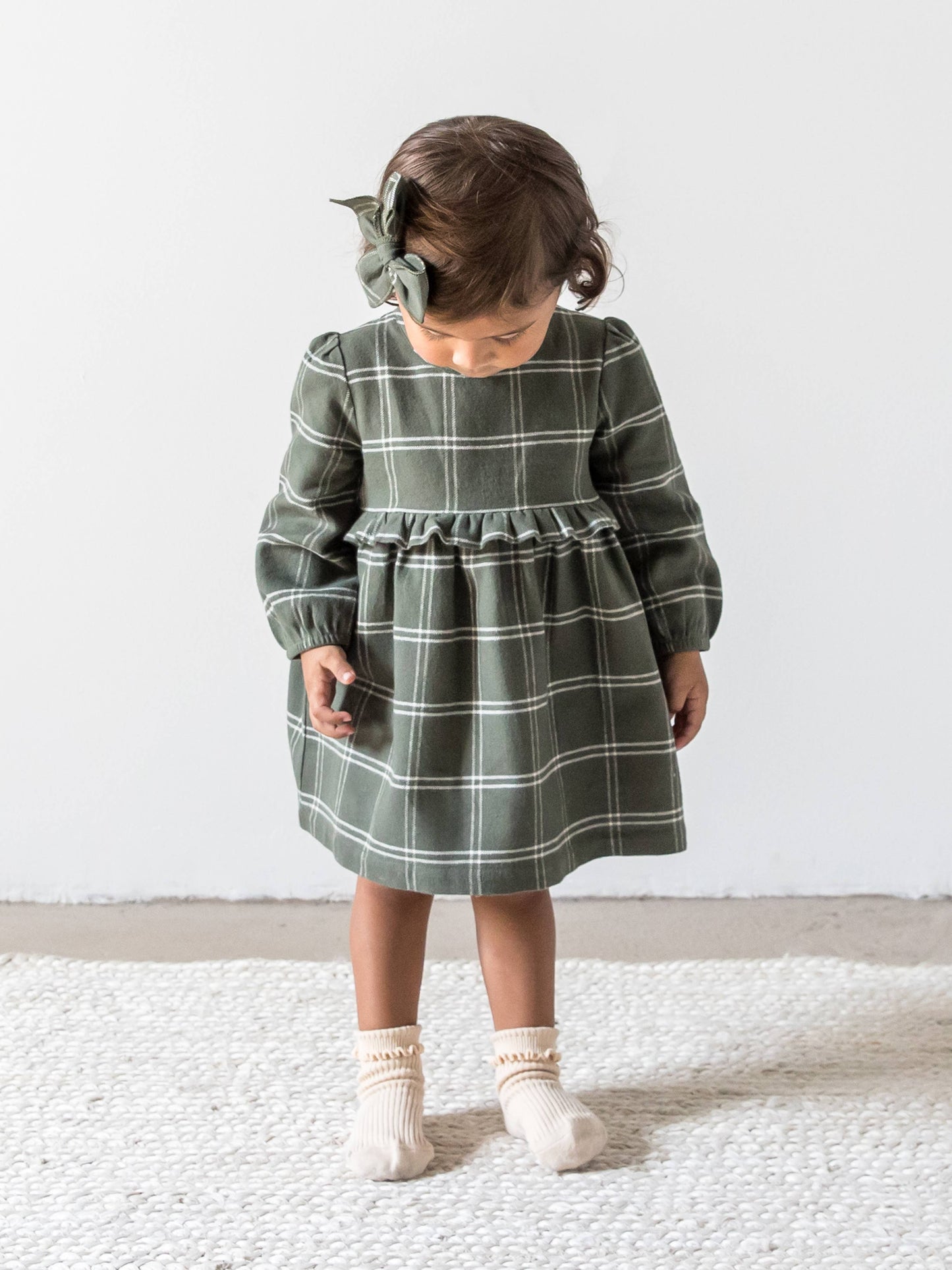 Toddler Sydney Flannel Ruffle Dress - Cypress Plaid