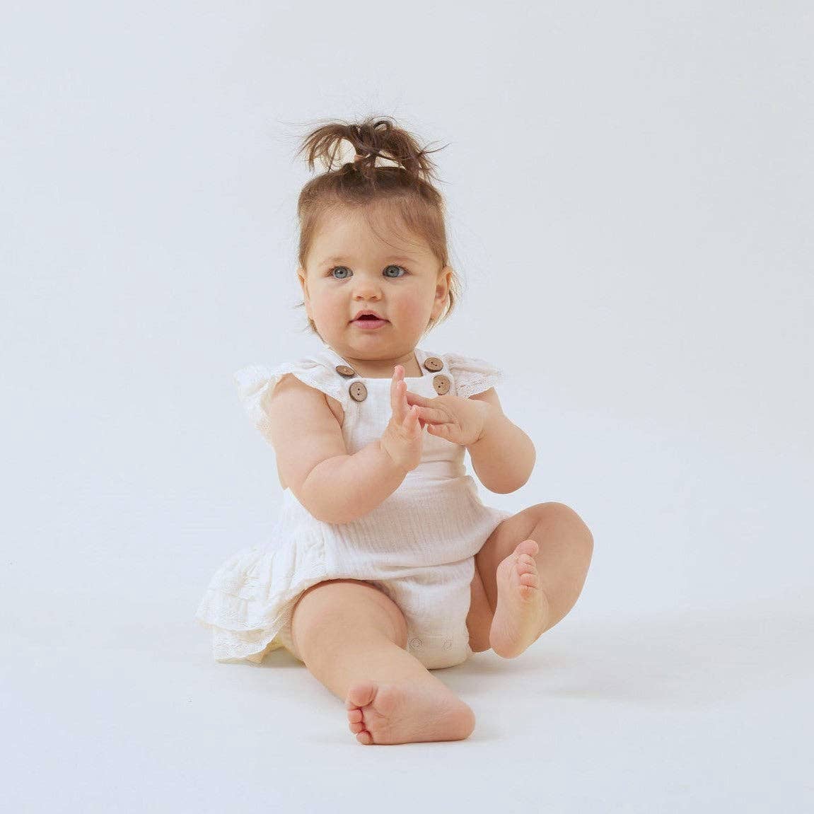 White Muslin Ruffle Playsuit