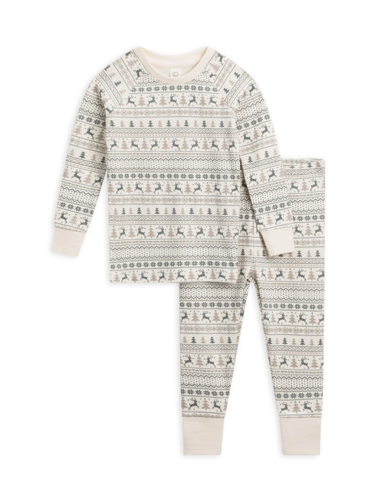 Long Sleeve Holiday Jammies - Fairisle / Agave