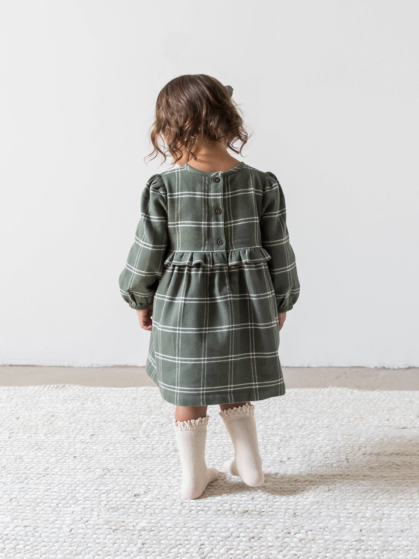 Toddler Sydney Flannel Ruffle Dress - Cypress Plaid