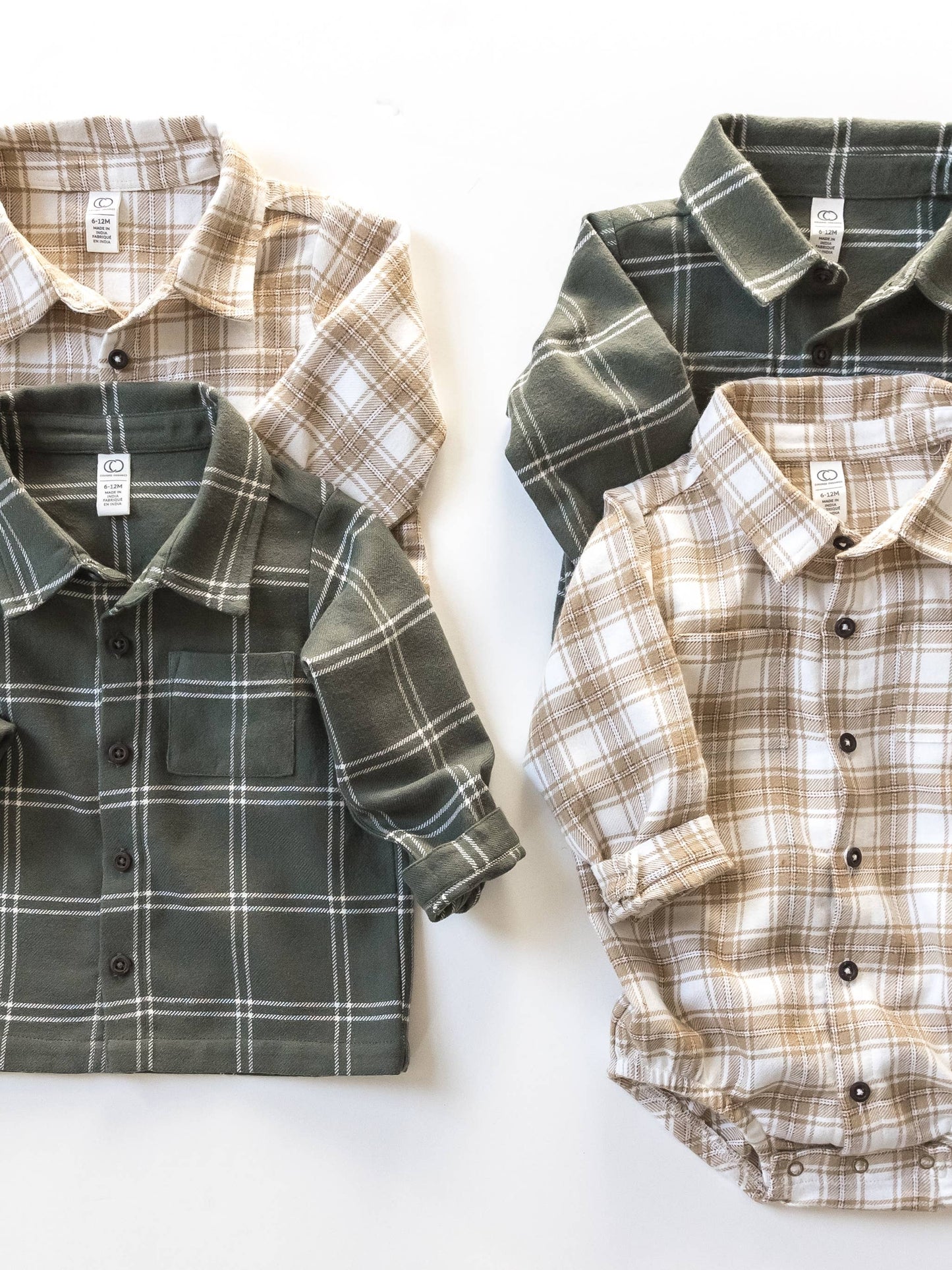 Baby Logan Flannel Collard Button Down -Cypress Plaid