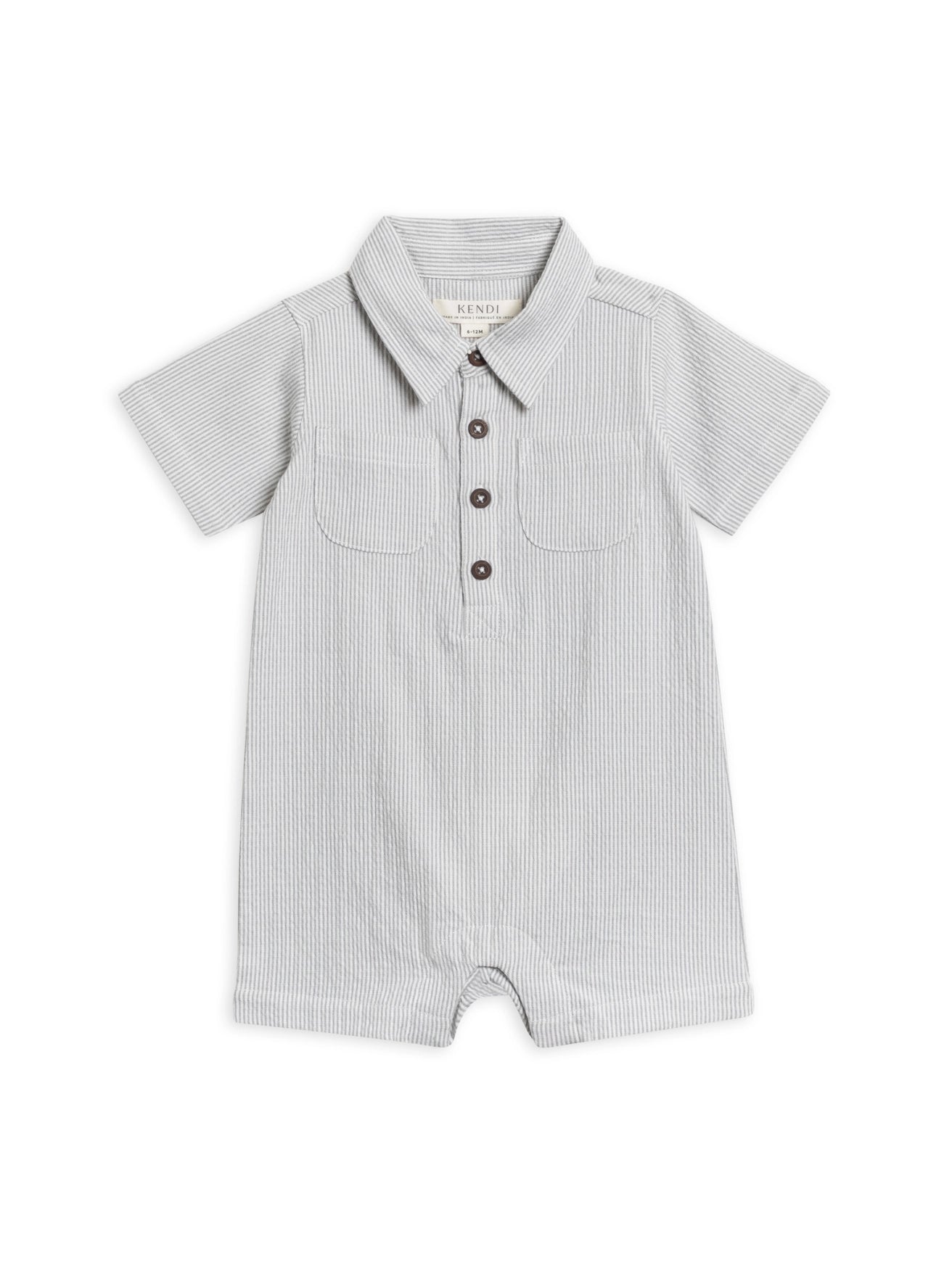 Mato Seersucker Collared Romper