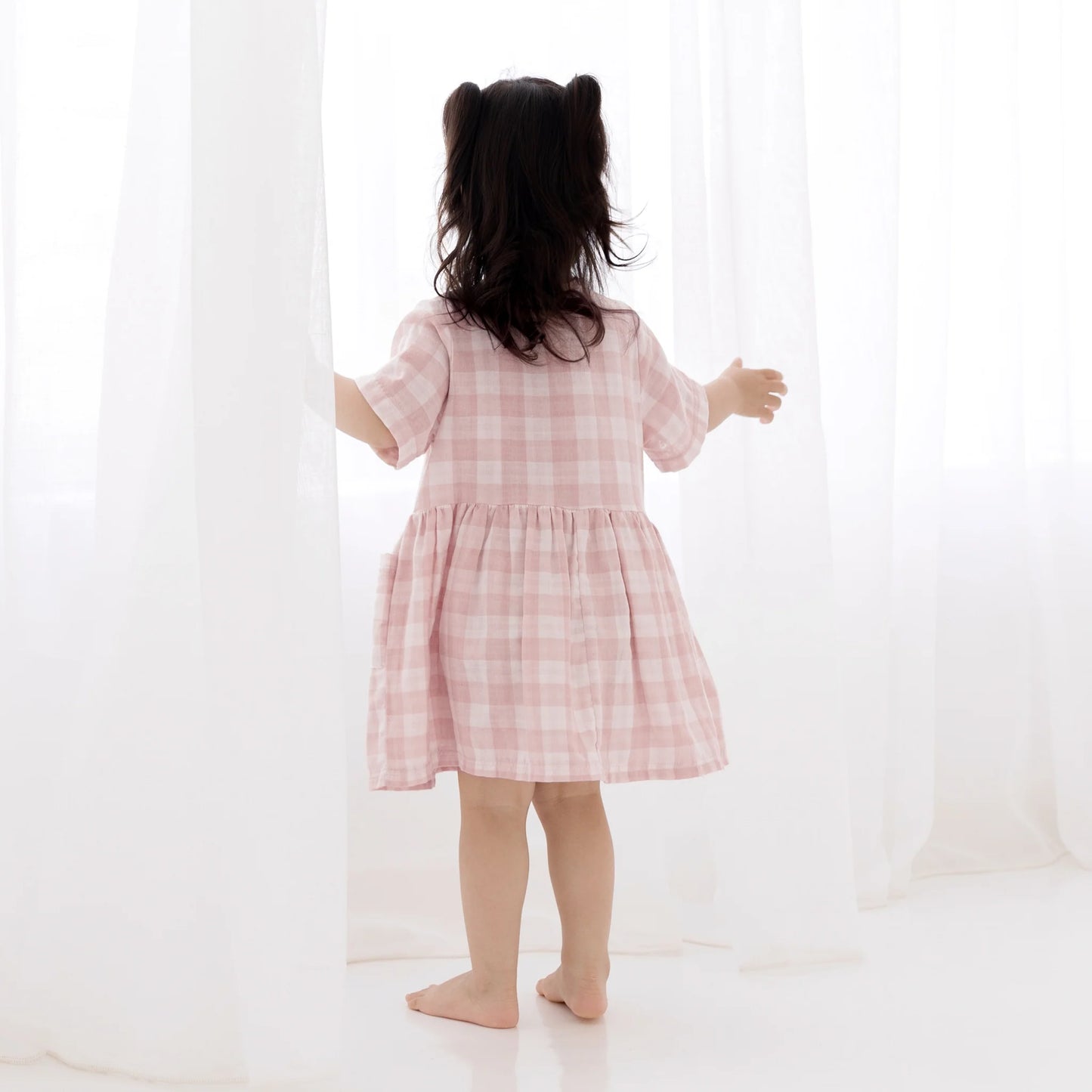 Pink Gingham Muslin Dress