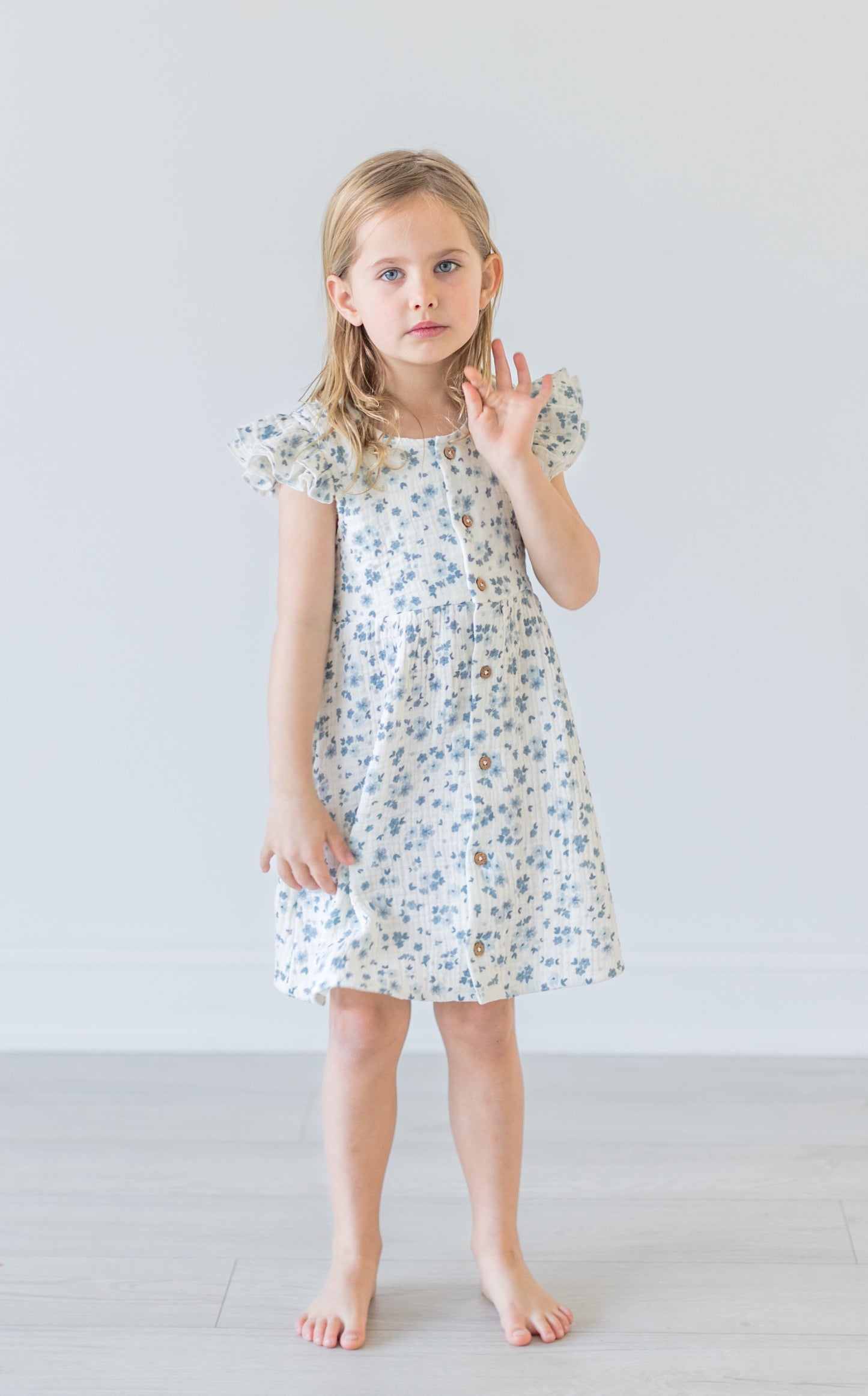 Button Flutter Dress - Periwinkle