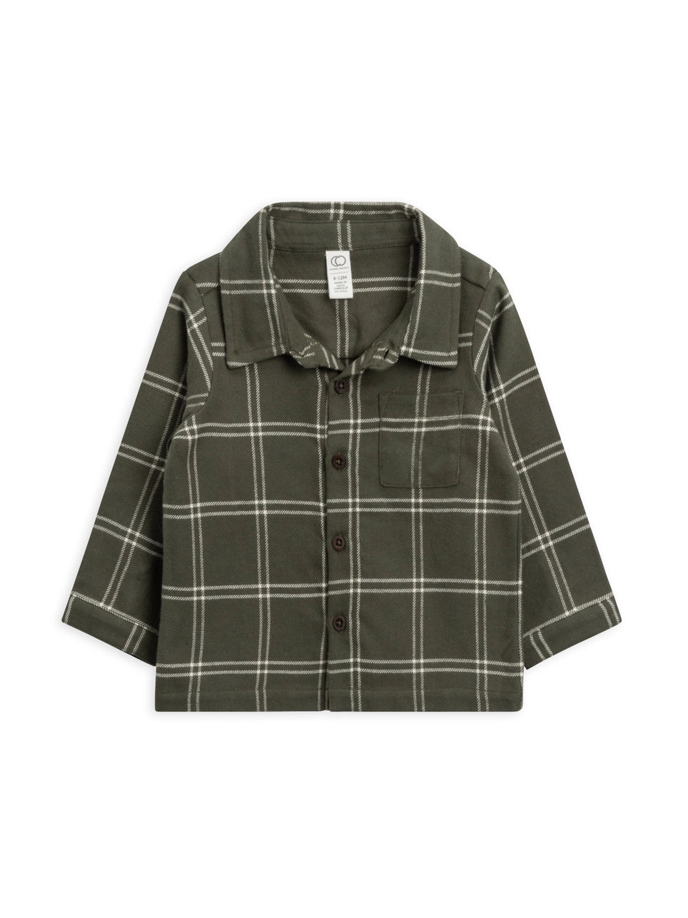 Baby Logan Flannel Collard Button Down -Cypress Plaid