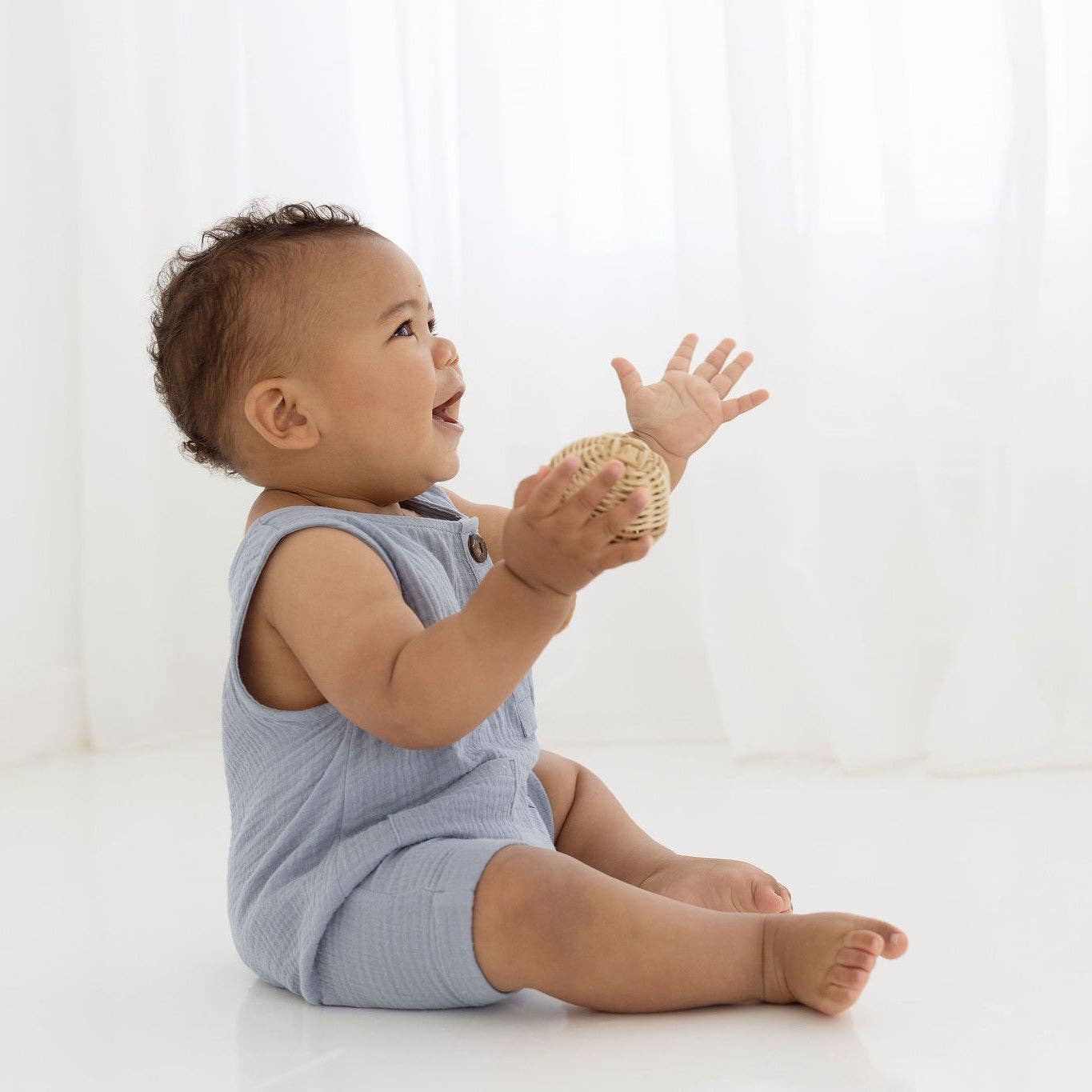 Slate Blue Muslin Romper