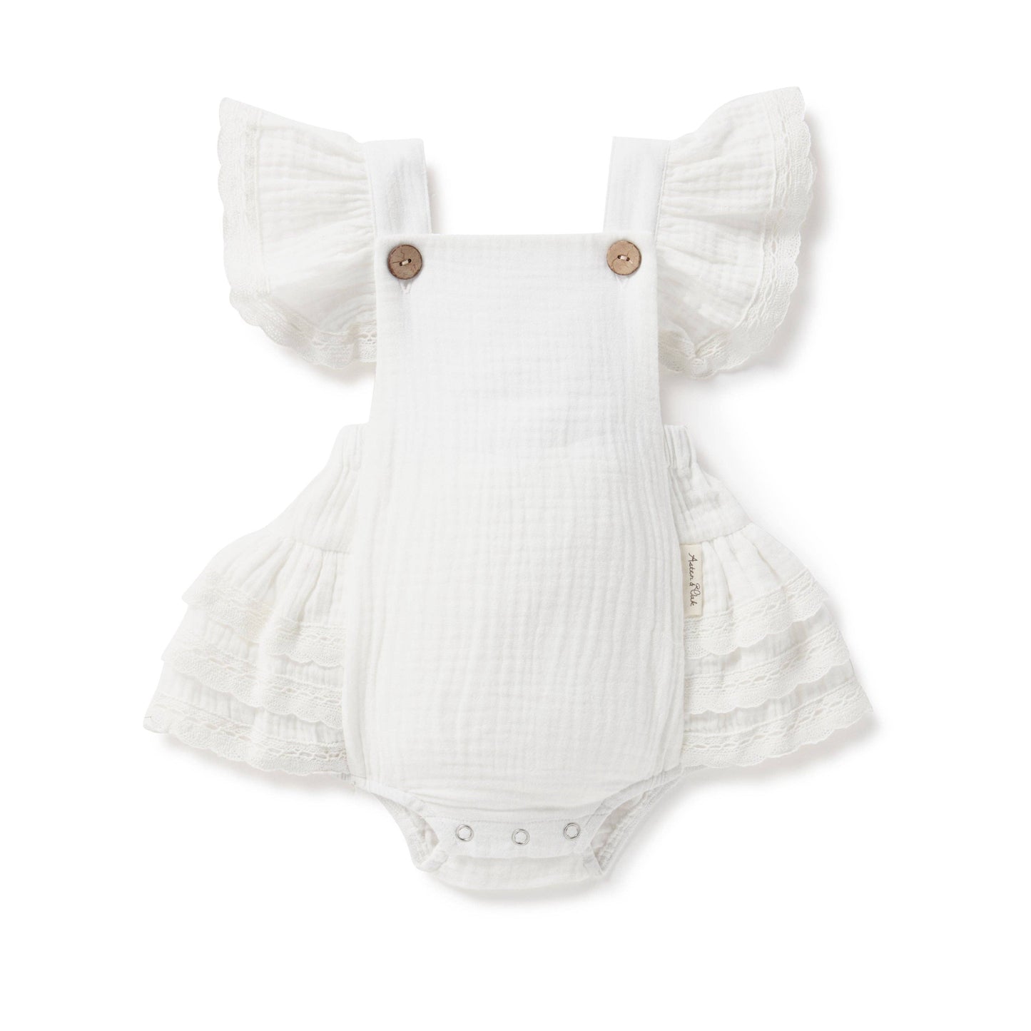 White Muslin Ruffle Playsuit