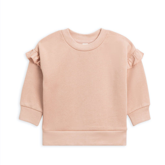 Abbie Fleece Ruffle Sleeve Sweatshirt  - Fawn