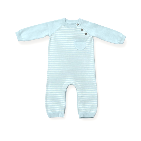 Milan Knit Jumpsuit - Baby Blue Stripe