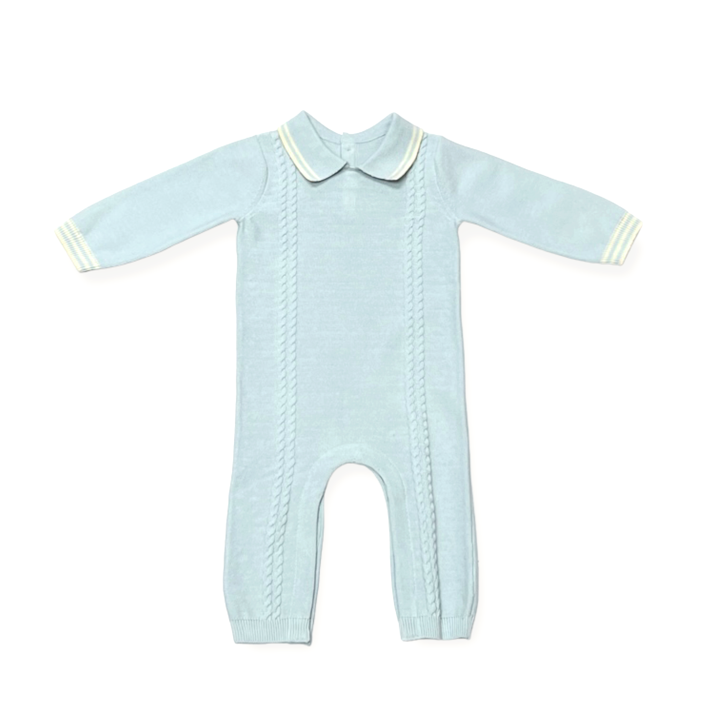 Milan Knit Collar Jumpsuit - Baby Blue